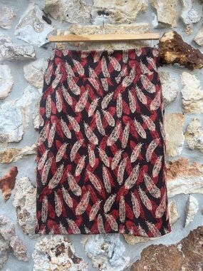 pencil skirt feathers casual fun print XL ( 18-20 )